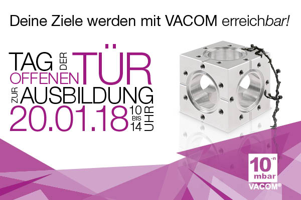 A advertising banner for an open day at VACOM in 2018