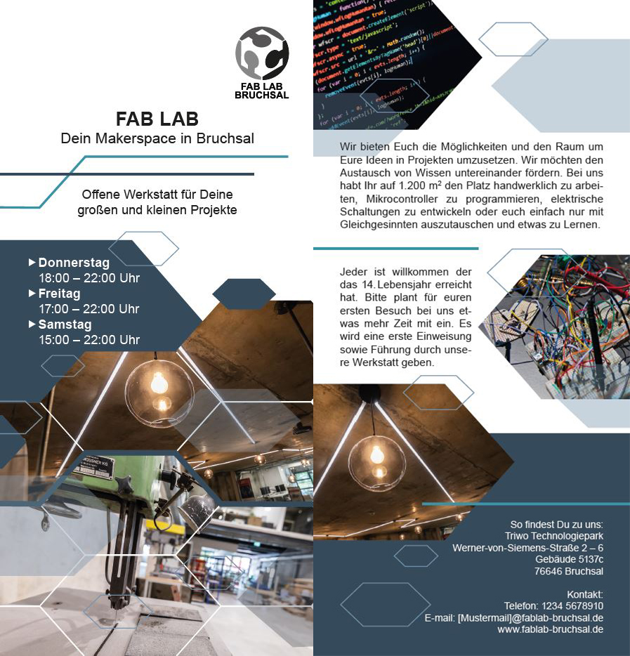 Flyer for Fablab in Bruchsal